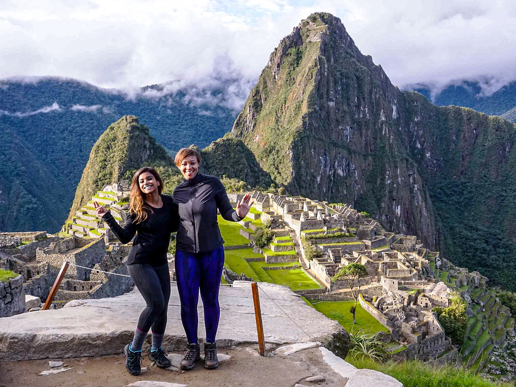 Licensed guide leading a group inside Machu Picchu Circuit 2